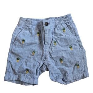 Janie & Jack Boys Denim Pineapple Print Shorts